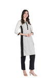 100% Cotton Printed Kurti - White & Black