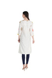 100% Cotton Block Printed Kurti - White (Traditional Print)