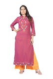100 % Cotton Straight Kurti and Plazzo set for Women with embroidered neck.