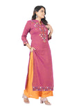 100 % Cotton Straight Kurti and Plazzo set for Women with embroidered neck.