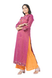 100 % Cotton Straight Kurti and Plazzo set for Women with embroidered neck.