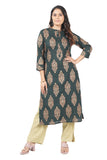 Women's Rayon Straight Cut Kurta/Kurti with Gold Patchwork