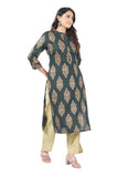 Women's Rayon Straight Cut Kurta/Kurti with Gold Patchwork
