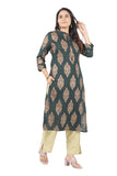 Women's Rayon Straight Cut Kurta/Kurti with Gold Patchwork