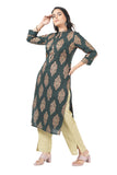 Women's Rayon Straight Cut Kurta/Kurti with Gold Patchwork