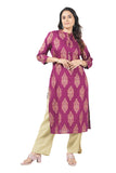 Women's Rayon Straight Cut Kurta/Kurti with Gold Patchwork