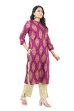 Women's Rayon Straight Cut Kurta/Kurti with Gold Patchwork
