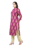 Women's Rayon Straight Cut Kurta/Kurti with Gold Patchwork