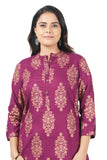 Women's Rayon Straight Cut Kurta/Kurti with Gold Patchwork