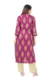 Women's Rayon Straight Cut Kurta/Kurti with Gold Patchwork