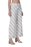 100% Cotton Printed Plazzo Pants for women - White with Golden Stripes