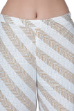 100% Cotton Printed Plazzo Pants for women - White with Golden Stripes