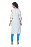 100% Cotton Block Printed Kurti - White