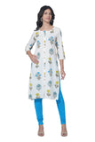 100% Cotton Block Printed Kurti - White