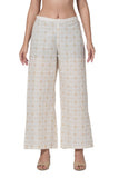 100% Cotton Printed Plazzo Pants for women - White & Gold