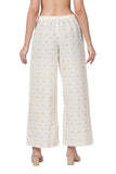 100% Cotton Printed Plazzo Pants for women - White & Gold